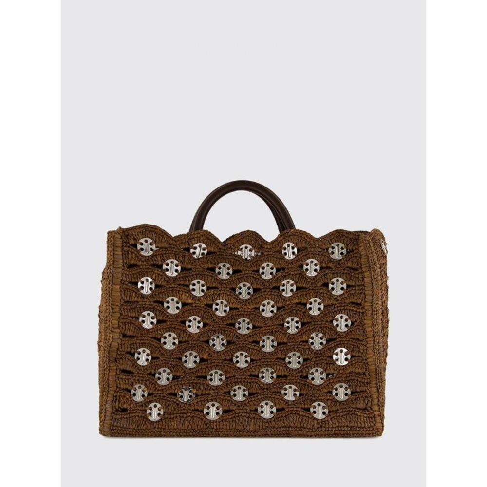 Rabanne Women Rabanne 1969 Raffia And Leather Tote Bag With Metallic Rings